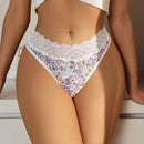 Ropa Interior De Tanga Para Mujer Con Estampado Floral Y Encaje De Remiendo