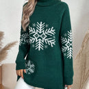 LUNE Sueter De Cuello Alto Para Mujer Con Diseno De Copo De Nieve En Las Mangas Raglan