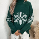 LUNE Sueter De Cuello Alto Para Mujer Con Diseno De Copo De Nieve En Las Mangas Raglan