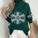 LUNE Sueter De Cuello Alto Para Mujer Con Diseno De Copo De Nieve En Las Mangas Raglan
