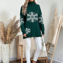 LUNE Sueter De Cuello Alto Para Mujer Con Diseno De Copo De Nieve En Las Mangas Raglan