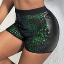 Slayr Pantalones Cortos De Talle Alto Con Patchwork Brillante Para Mujer