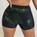 Slayr Pantalones Cortos De Talle Alto Con Patchwork Brillante Para Mujer