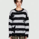 ROMWE Grunge Punk Sueter De Mujer A Rayas Con Estampado De Estrellas