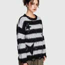 ROMWE Grunge Punk Sueter De Mujer A Rayas Con Estampado De Estrellas