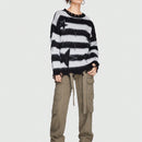 ROMWE Grunge Punk Sueter De Mujer A Rayas Con Estampado De Estrellas
