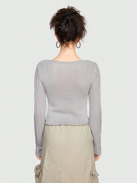 ROMWE Grunge Punk Sueter De Mujer Informal, Sexy Y Ajustado Con Diseno De Agujeros Y Rasgaduras Dobles Con Un Ajuste Cenido Y Elastico