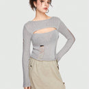 ROMWE Grunge Punk Sueter De Mujer Informal, Sexy Y Ajustado Con Diseno De Agujeros Y Rasgaduras Dobles Con Un Ajuste Cenido Y Elastico