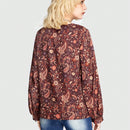ROMWE Hippie Camisa De Manga Larga Para Mujer Con Estampado De Patron De Cachemira