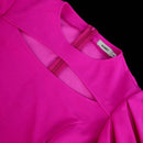 Vestido Plisado Acampanado Ajustado Con Manga Farol En Contraste De Diseno