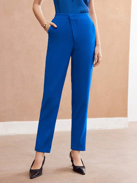 MOTF PREMIUM Pantalones De Cintura Super Puesta Para Mujeres Tejido Y De Color Solido