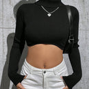 EZwear Sueter De Cuello Alto De Mangas Largas Para Mujer Con Dobladillo Irregular