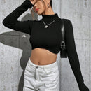 EZwear Sueter De Cuello Alto De Mangas Largas Para Mujer Con Dobladillo Irregular