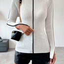 Essnce Sueter Ajustado Con Manga Dividida Y Rayas Color Block Para Mujer