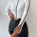 Essnce Sueter Ajustado Con Manga Dividida Y Rayas Color Block Para Mujer