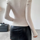 Prive Jersey De Manga Abullonada Con Cuello Redondo