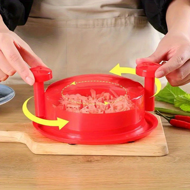 1pc Desmenuzador de pollo - Desmenuzador de carne de torsión con asa y base antideslizante, ideal para carne de res y pollo, material de plástico, no requiere batería, esenciales de cocina | Herramienta de cocina moderna | Plástico duradero