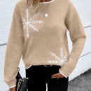 LUNE Sueter De Punto De Copo De Nieve Con Cuello Redondo De Color Caqui Para Mujer