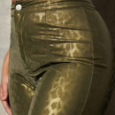 SXY Pantalones De Leopardo Con Abertura Para Mujer