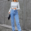 Essnce Jeans De Pierna Recta Para Mujer Con Bolsillos Inclinados