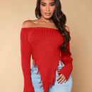 SXY Jersey de hombro abierto con dobladillo asimetrico
