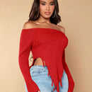 SXY Jersey de hombro abierto con dobladillo asimetrico