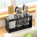 1pc Organizador multifuncional de utensilios de cocina con bandeja de drenaje - Soporte de plástico para almacenar cuchillos, tenedores, cucharas y palillos - Soporte de utensilios de mostrador con drenaje integrado para uso en el hogar y en restaurantes
