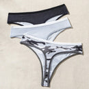 Conjunto De 3 Piezas De Ropa Interior Femenina Tipo Tanga Con Estampado De Camuflaje