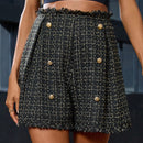 Prive Pantalones Cortos De Lana A Cuadros Con Falsos Botones