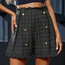 Prive Pantalones Cortos De Lana A Cuadros Con Falsos Botones