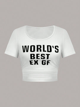 Camiseta Corta Con Estampado De Eslogan