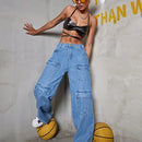 Jeans cargo de pernera ancha con bolsillo con solapa Street