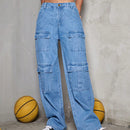 Jeans cargo de pernera ancha con bolsillo con solapa Street