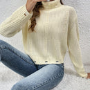 LUNE Sweater De Punto De Cuello De Tortuga Con Hombros Caidos Para Mujer
