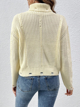 LUNE Sweater De Punto De Cuello De Tortuga Con Hombros Caidos Para Mujer