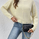 LUNE Sweater De Punto De Cuello De Tortuga Con Hombros Caidos Para Mujer