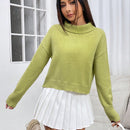 EZwear Sueter Casual Con Hombros Caidos Y Cuello Levantado De Color Solido Para Mujer