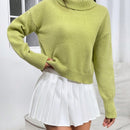 EZwear Sueter Casual Con Hombros Caidos Y Cuello Levantado De Color Solido Para Mujer