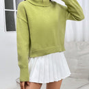 EZwear Sueter Casual Con Hombros Caidos Y Cuello Levantado De Color Solido Para Mujer