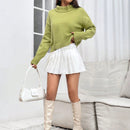 EZwear Sueter Casual Con Hombros Caidos Y Cuello Levantado De Color Solido Para Mujer