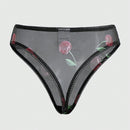 Conjunto De Tangas Y Brasier Con Aros De Malla Color Cereza