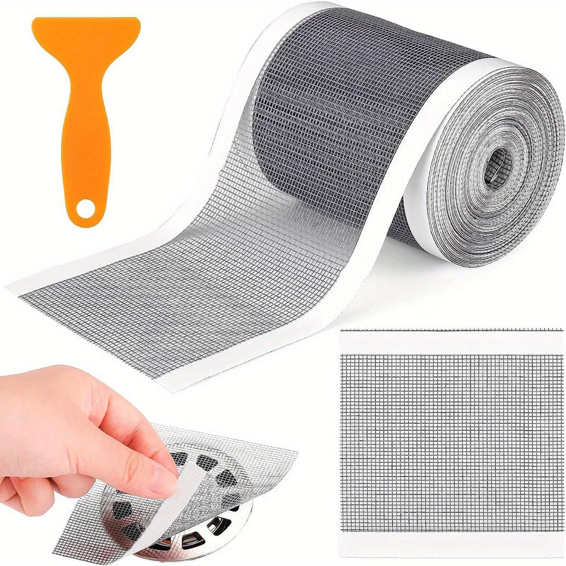 1 Rollo 5M Atrapapelos Para Desagüe De Ducha, Pegatinas De Desagüe De Piso Autoadhesivas, Filtro De Colador De Malla Desechable Para Fregadero De Baño