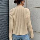 EZwear Sueter Casual De Punto Con Botones De Color Liso Para Mujer Con Dobladillo Acanalado