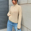 EZwear Sueter Casual De Punto Con Botones De Color Liso Para Mujer Con Dobladillo Acanalado