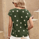 Camisa De Manga Corta Y Cuello Redondo Para Mujer Con Estampado Floral