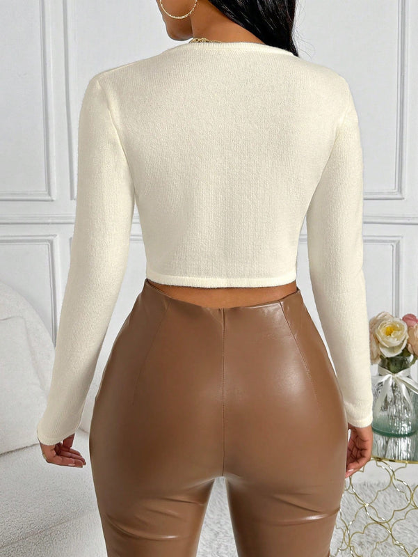 Slayr Sueter De Cuello En V Con Dobladillo Dividido Para Mujeres