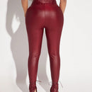 SXY Pantalones ajustados con cordon delantero bajo con abertura PU