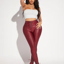 SXY Pantalones ajustados con cordon delantero bajo con abertura PU