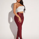SXY Pantalones ajustados con cordon delantero bajo con abertura PU