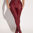 SXY Pantalones ajustados con cordon delantero bajo con abertura PU